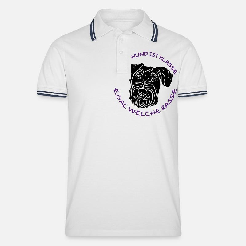 « Chaque chien est génial... » - Polo tipped Homme - blanc/marine