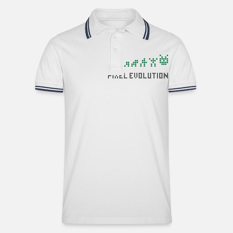 Pixel Evolution - Men's Tipped Polo Shirt - white/navy
