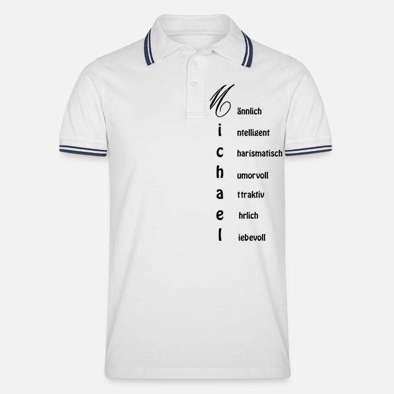 Michael - Männer Tipped Poloshirt - Weiß/Navy