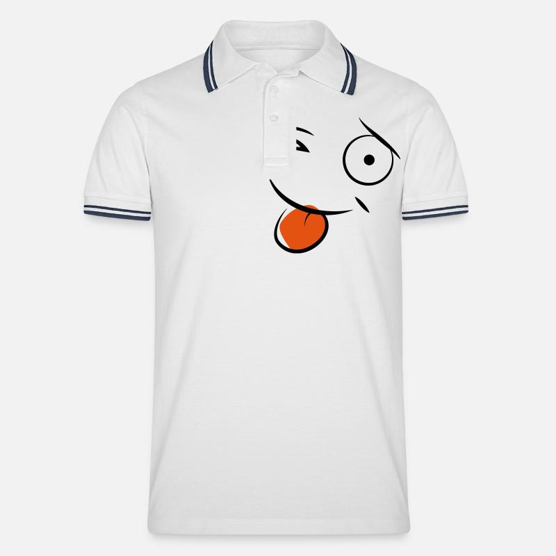 Smiley - Männer Tipped Poloshirt - Weiß/Navy