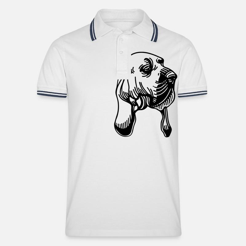 Bloodhound - Hunderasse - Männer Tipped Poloshirt - Weiß/Navy