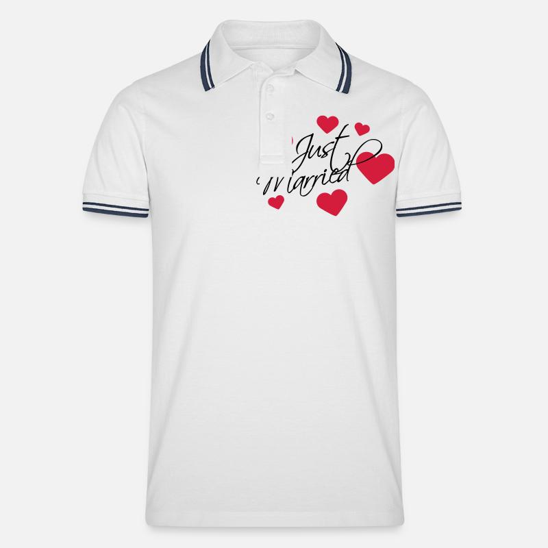 Just Married Logo - Männer Tipped Poloshirt - Weiß/Navy