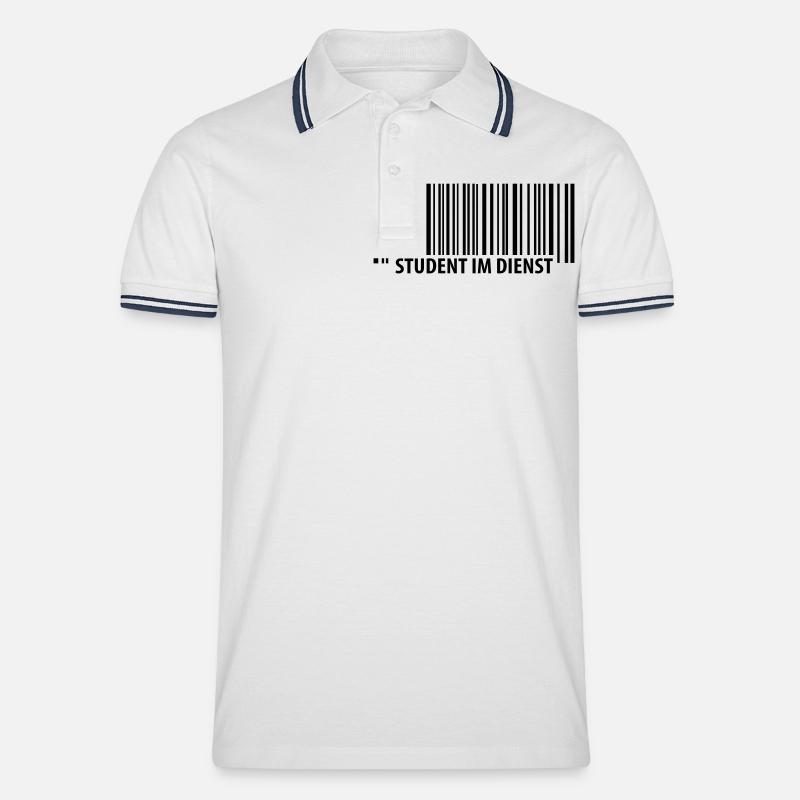 Student im Dienst - Männer Tipped Poloshirt - Weiß/Navy