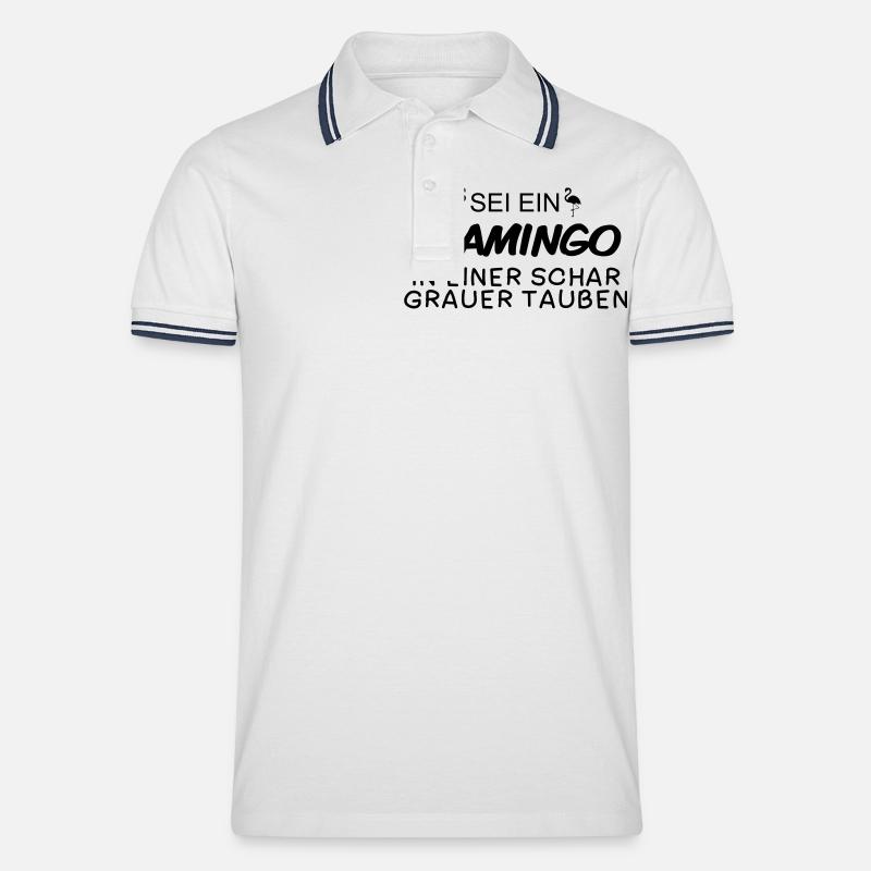 sei ein flamingo - Männer Tipped Poloshirt - Weiß/Navy