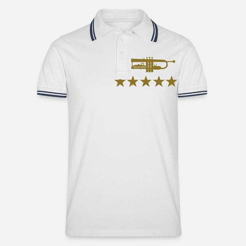 trompete 5 star - Männer Tipped Poloshirt - Weiß/Navy
