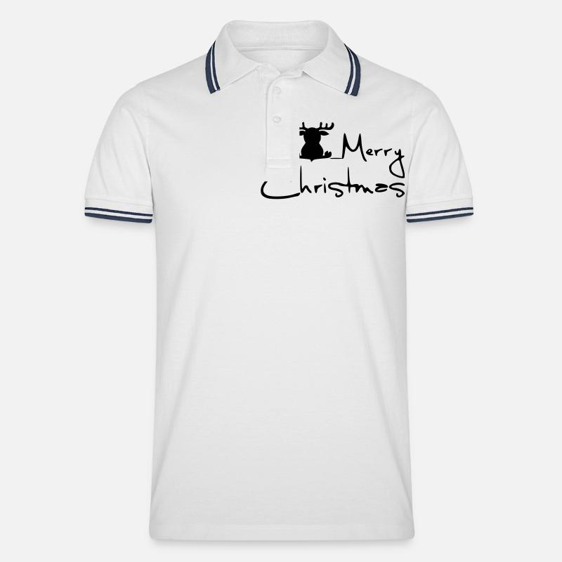 Weihnachten - Männer Tipped Poloshirt - Weiß/Navy