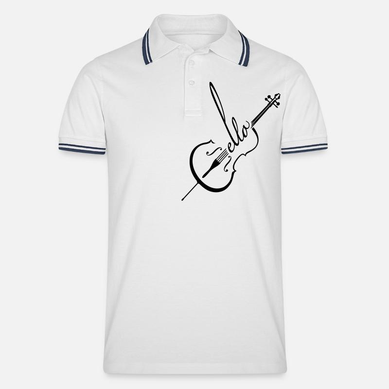 Violoncello - Männer Tipped Poloshirt - Weiß/Navy