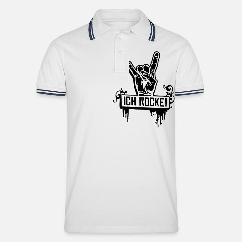 ich rocke - Männer Tipped Poloshirt - Weiß/Navy