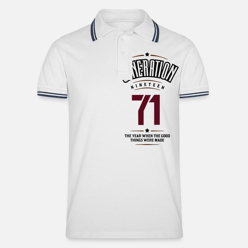 Generation 1971 - Männer Tipped Poloshirt - Weiß/Navy