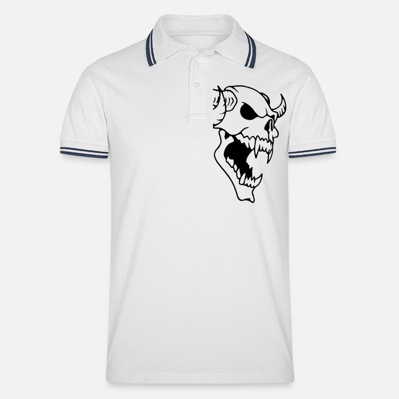 Demon - Männer Tipped Poloshirt - Weiß/Navy