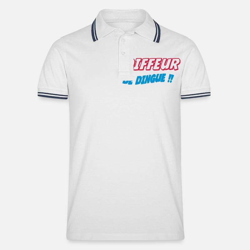 COIFFEUR de dingue !!! - Polo tipped Homme - blanc/marine