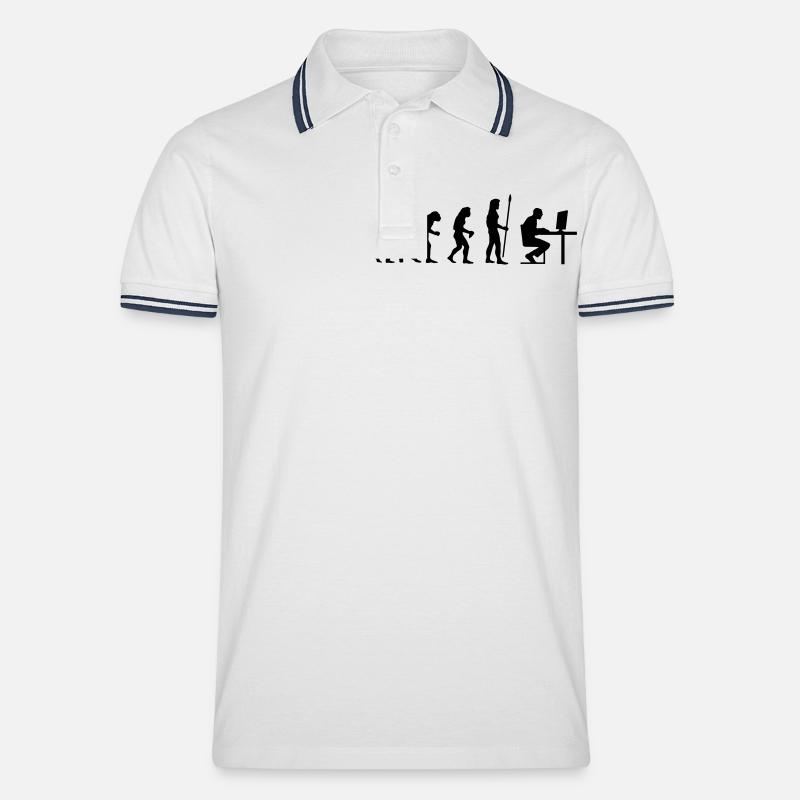 evolution_pc_3 - Men's Tipped Polo Shirt - white/navy