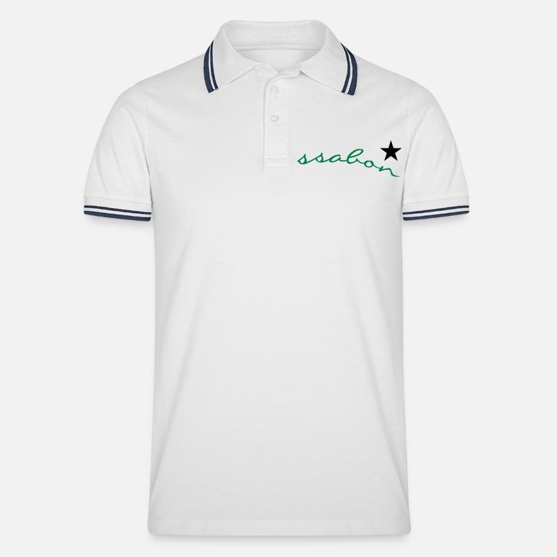 Lissabon (2c) - Männer Tipped Poloshirt - Weiß/Navy