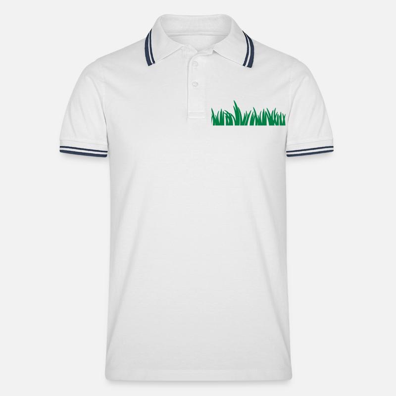 Wiesen Gras - Männer Tipped Poloshirt - Weiß/Navy