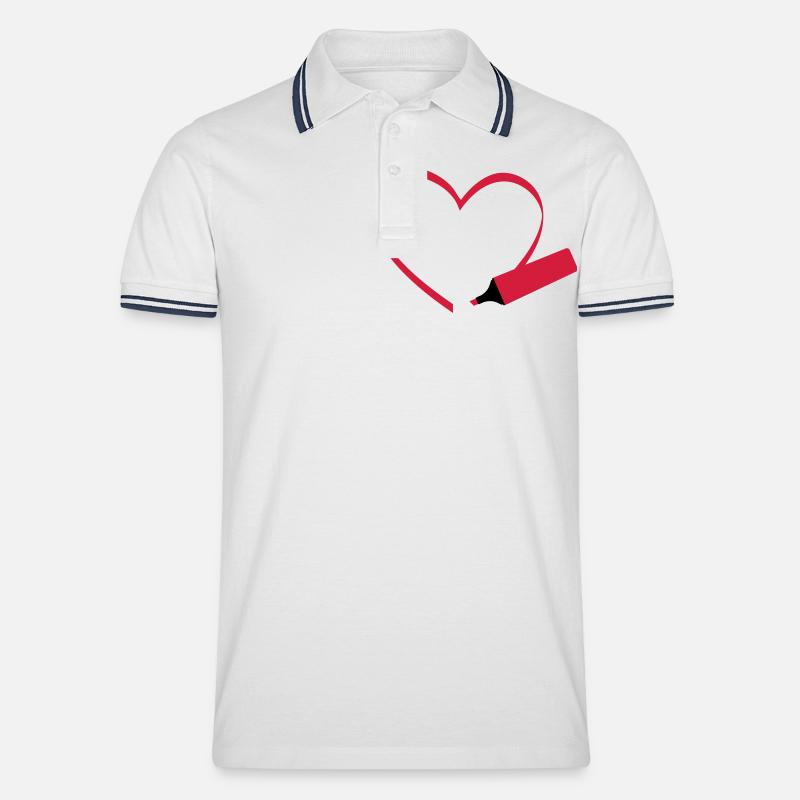 Textmarker, i love - Männer Tipped Poloshirt - Weiß/Navy