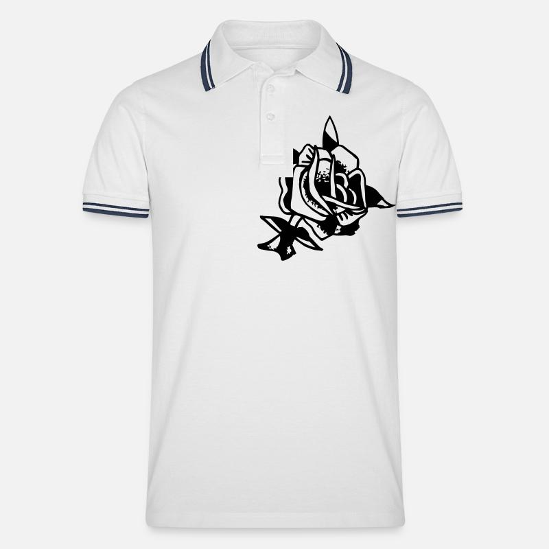 ROSE - Männer Tipped Poloshirt - Weiß/Navy