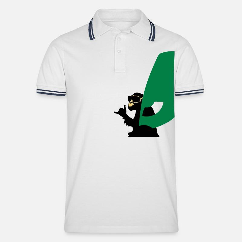 windsurfer monkey - Männer Tipped Poloshirt - Weiß/Navy