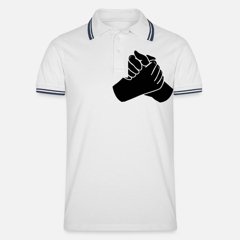 haende_01 - Männer Tipped Poloshirt - Weiß/Navy