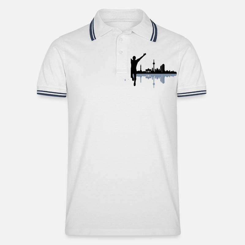 Berlin Jogger - Männer Tipped Poloshirt - Weiß/Navy