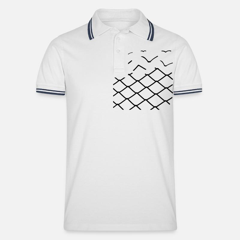 frei - Männer Tipped Poloshirt - Weiß/Navy
