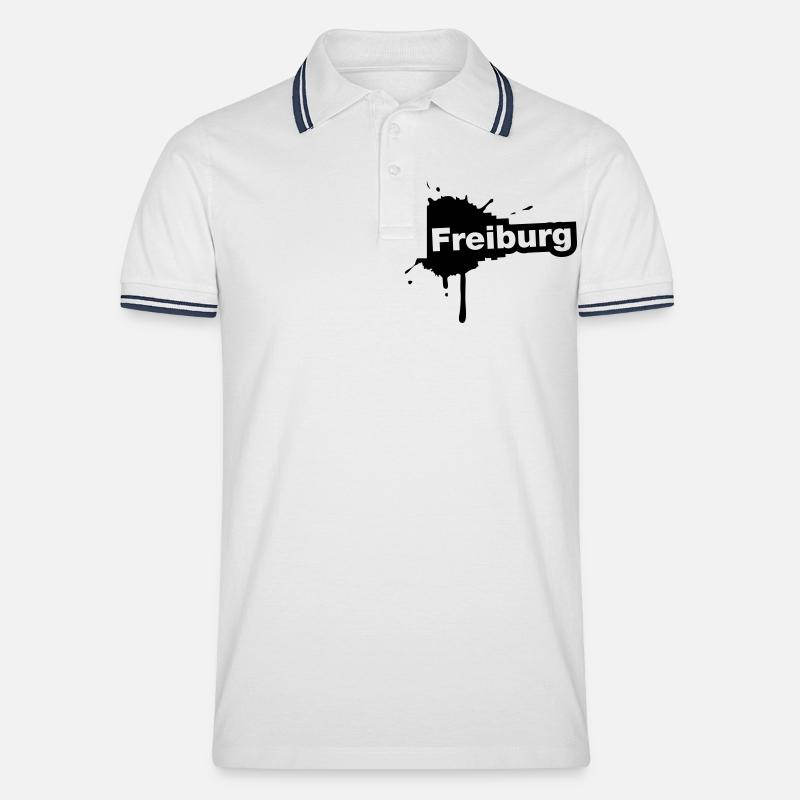 Freiburg Splatter - Männer Tipped Poloshirt - Weiß/Navy