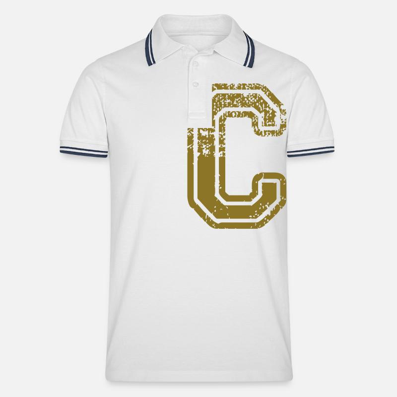 C - Buchstabe - Männer Tipped Poloshirt - Weiß/Navy