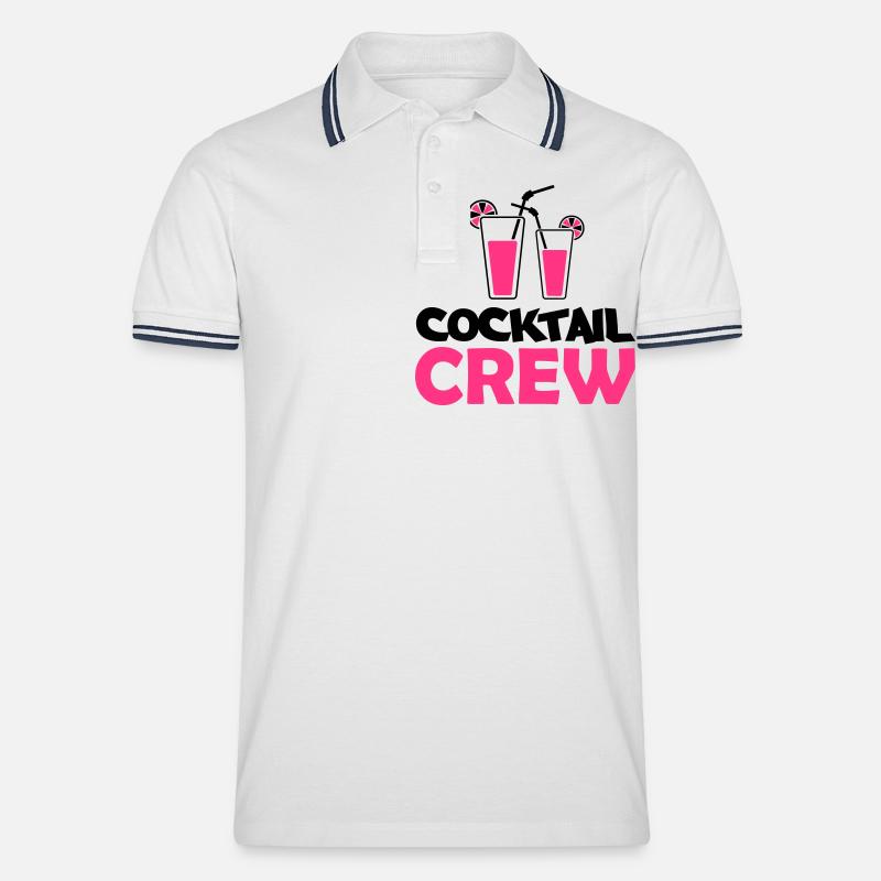 cocktail crew - Männer Tipped Poloshirt - Weiß/Navy