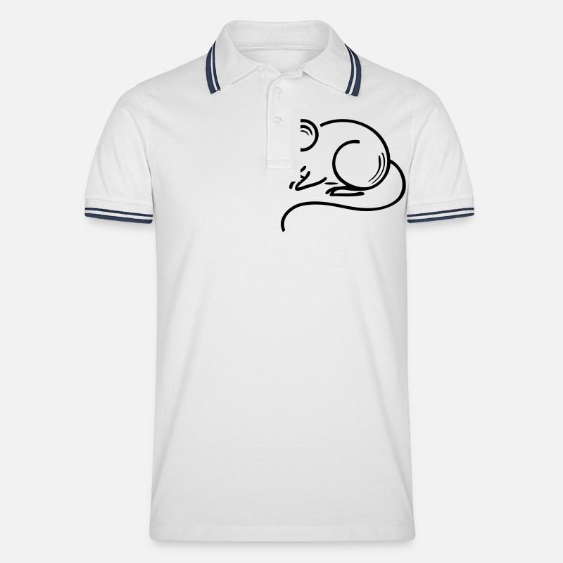 Maus - Männer Tipped Poloshirt - Weiß/Navy