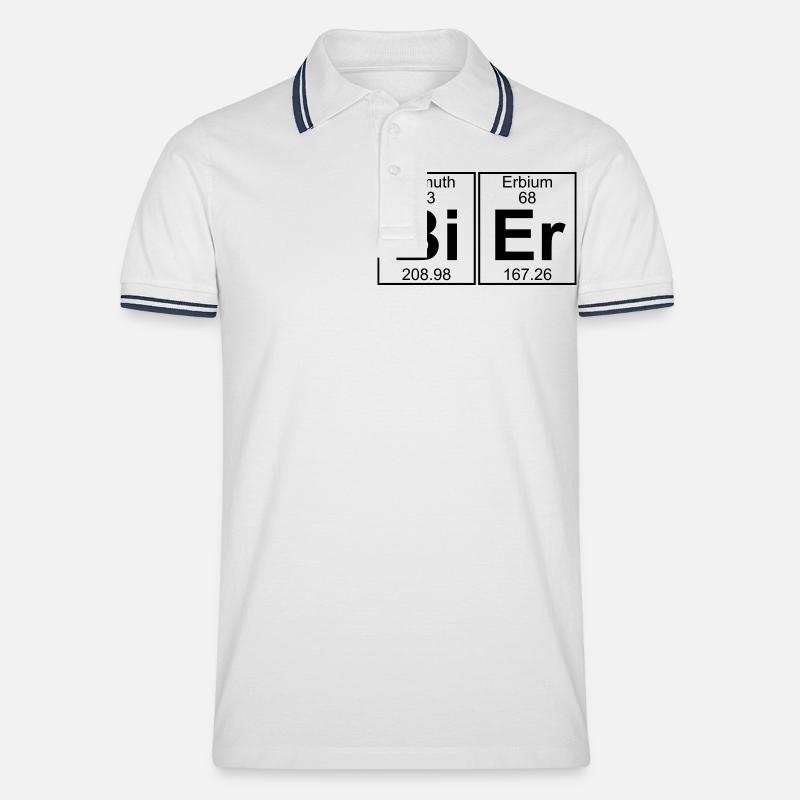 Bi-Er (bier) - Männer Tipped Poloshirt - Weiß/Navy