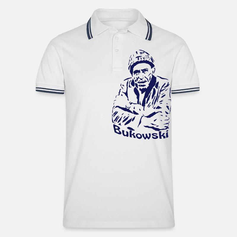 Charles Bukowski - Männer Tipped Poloshirt - Weiß/Navy