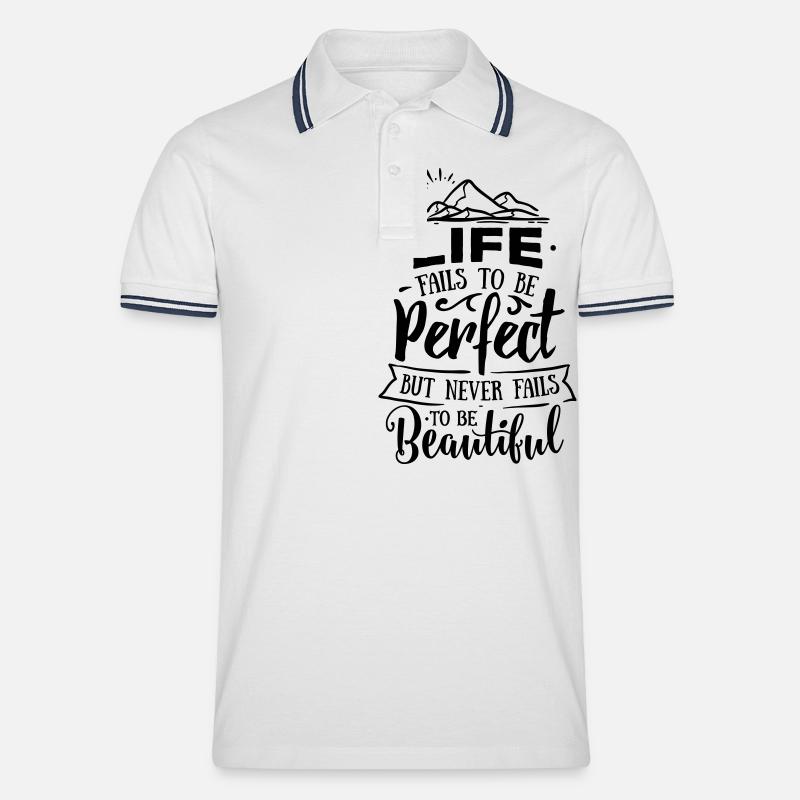 Das Leben ist nicht perfekt - Männer Tipped Poloshirt - Weiß/Navy