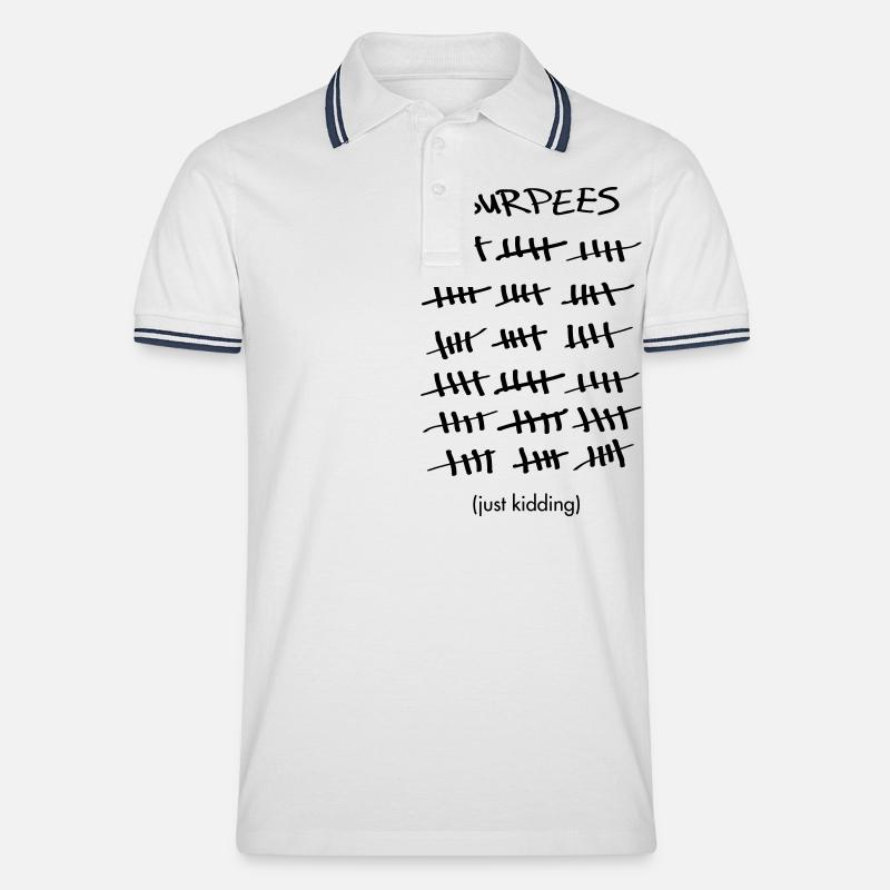 Burpees Count (Just Kidding) - Polo tipped Homme - blanc/marine