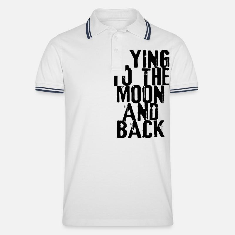 flying to the moon exit-shirt - Männer Tipped Poloshirt - Weiß/Navy