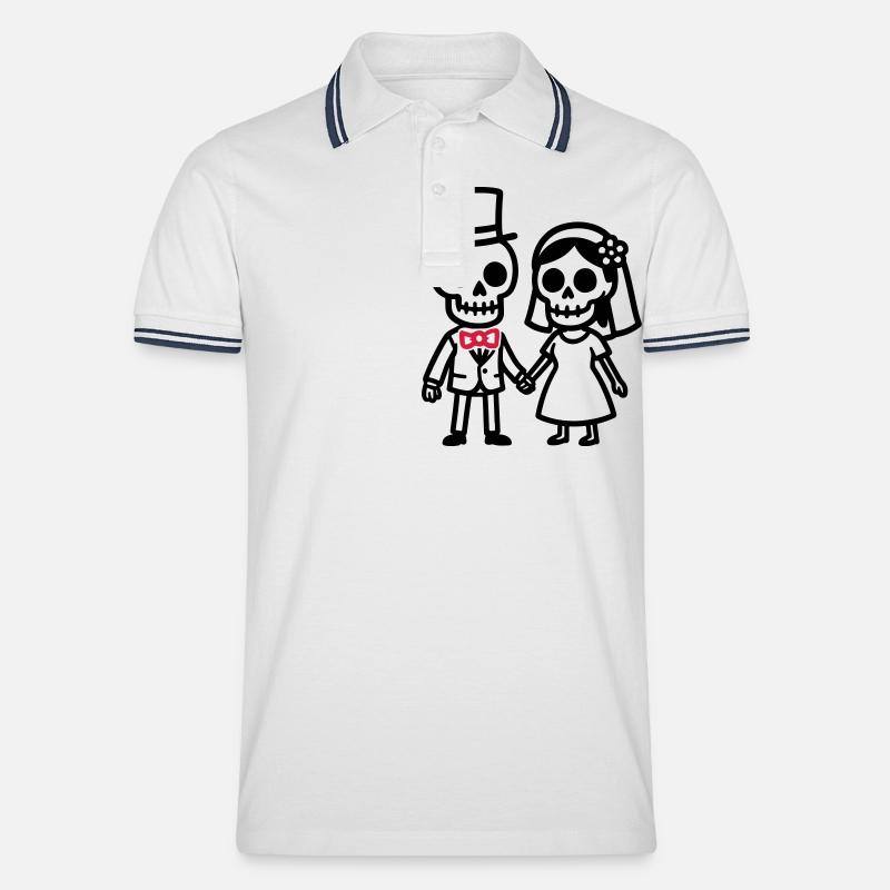 Ehepaar Hochzeit Skull - Männer Tipped Poloshirt - Weiß/Navy