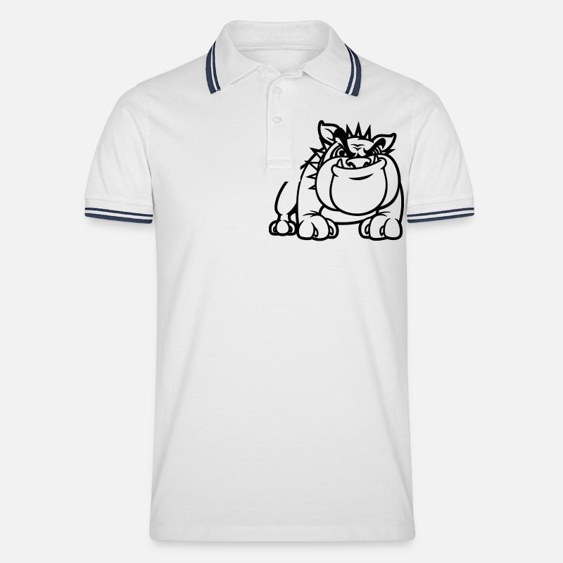 bulldog3c - Männer Tipped Poloshirt - Weiß/Navy