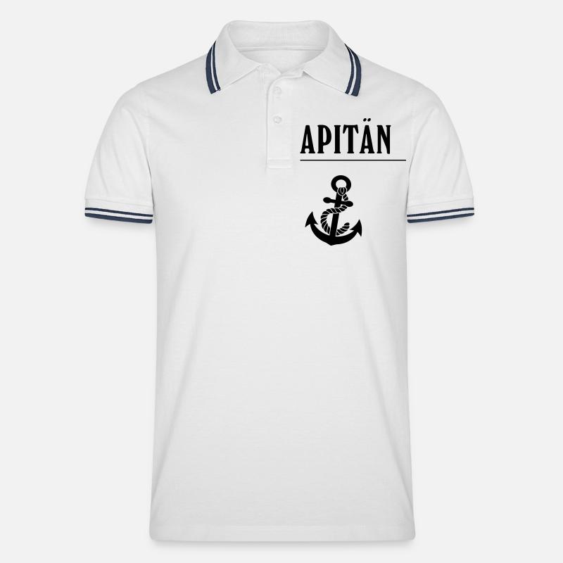 kapitan - Männer Tipped Poloshirt - Weiß/Navy