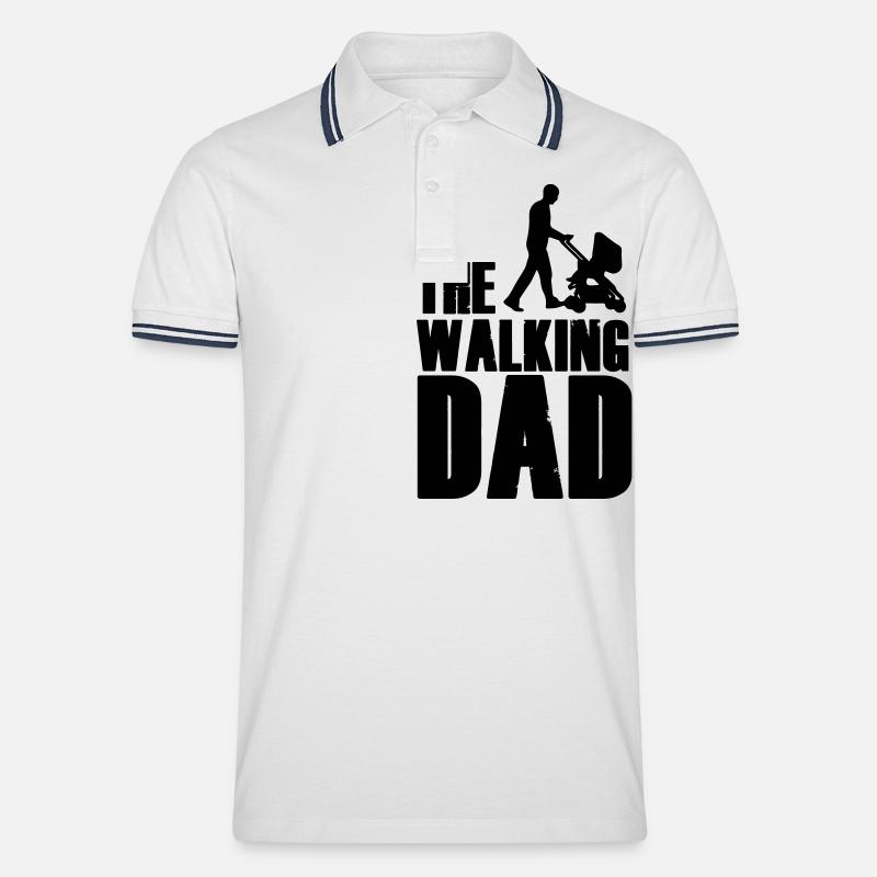 The Walking Dad - Männer Tipped Poloshirt - Weiß/Navy