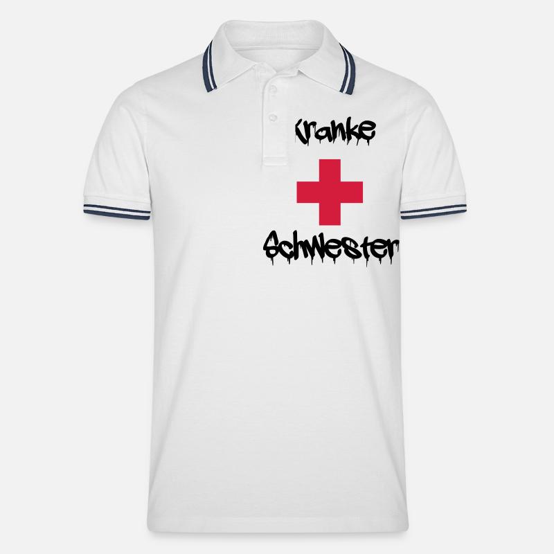 kranke schwester - Männer Tipped Poloshirt - Weiß/Navy
