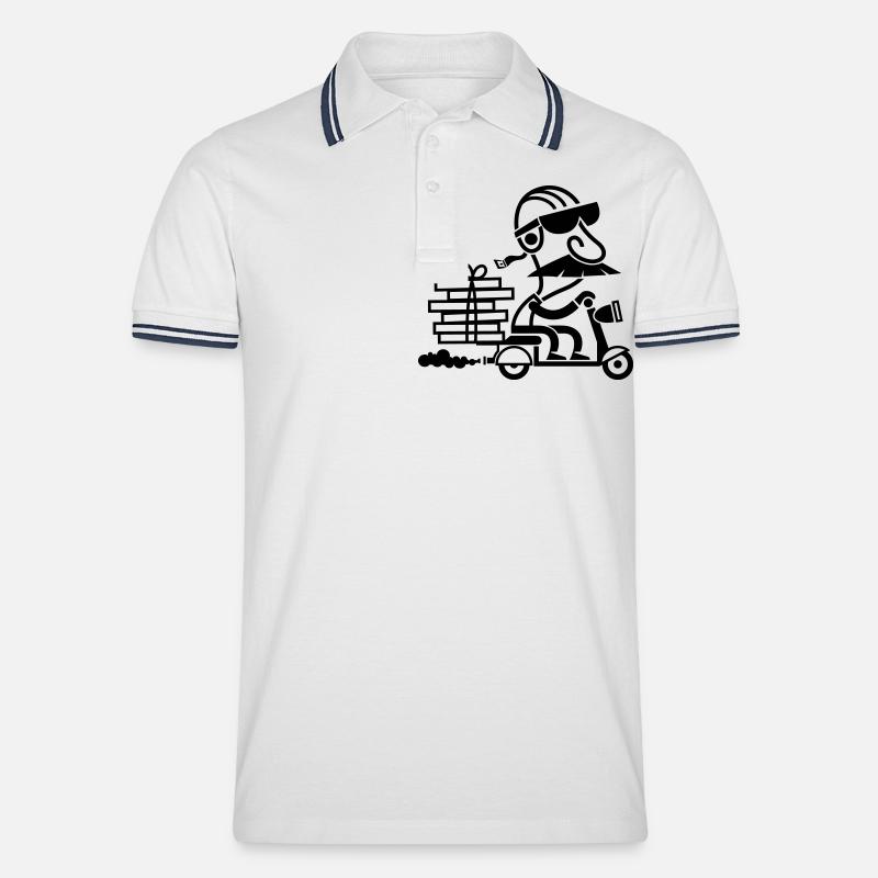 Pizza Delivery - Polo tipped Homme - blanc/marine