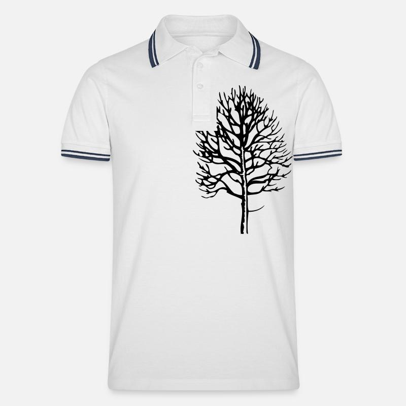 Baum - Männer Tipped Poloshirt - Weiß/Navy