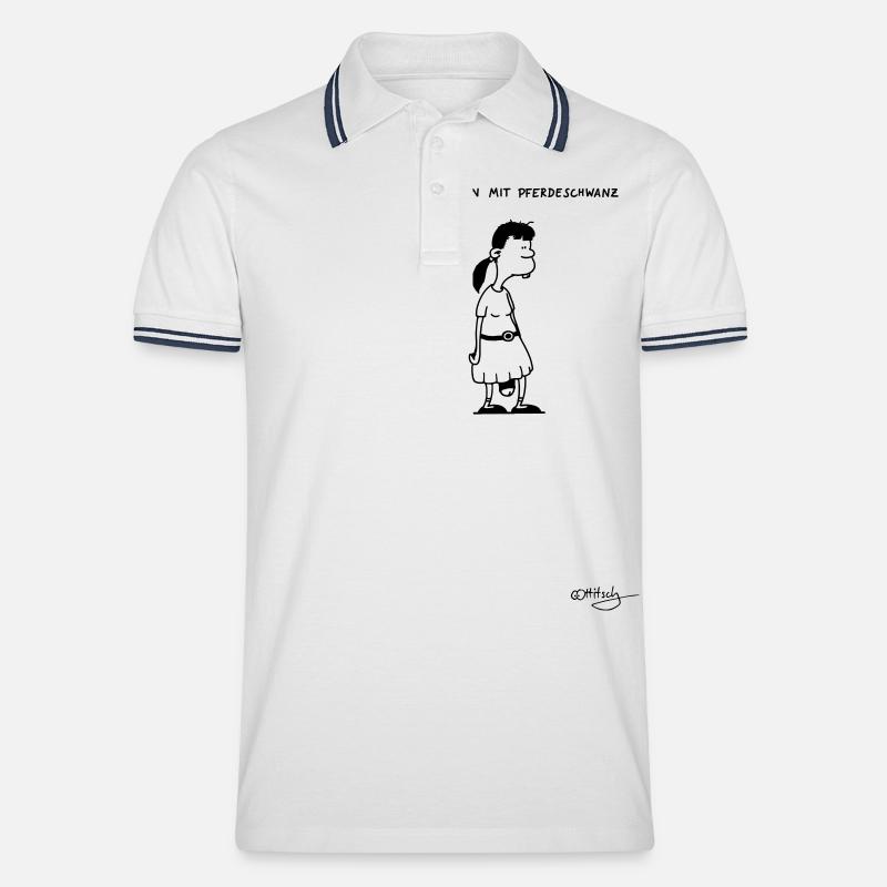 Mädchen mit Pferdeschwanz - Männer Tipped Poloshirt - Weiß/Navy