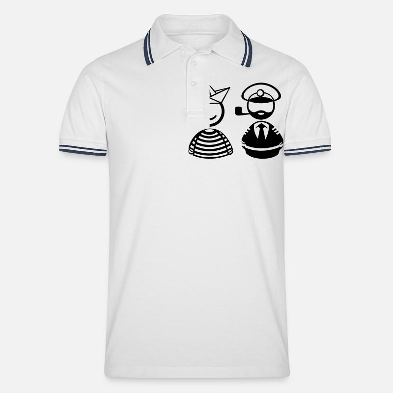 Seemänner - Männer Tipped Poloshirt - Weiß/Navy
