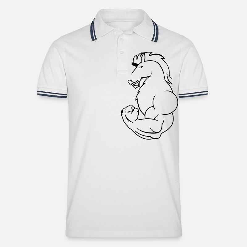 bodybuilding_einhorn - Männer Tipped Poloshirt - Weiß/Navy