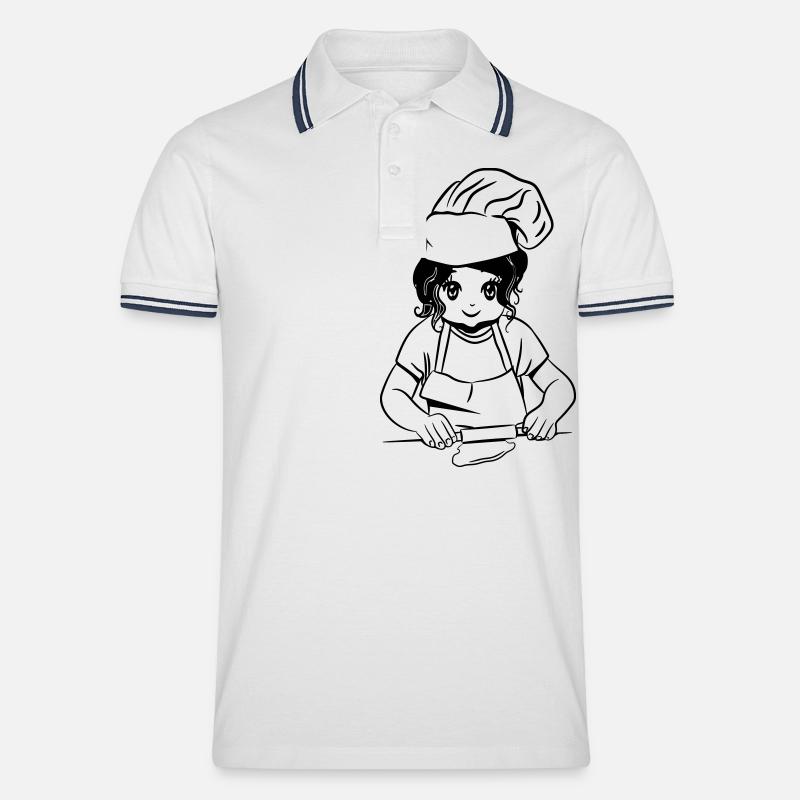 kochen mädchen backen - Männer Tipped Poloshirt - Weiß/Navy