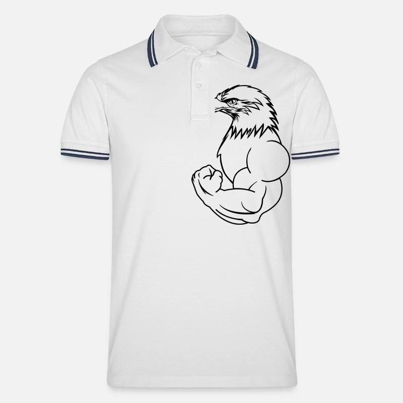 bodybuilding_eagle_01 - Männer Tipped Poloshirt - Weiß/Navy
