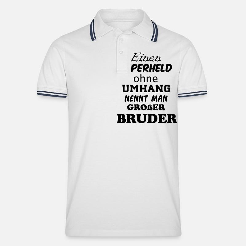 superheld_bruder - Männer Tipped Poloshirt - Weiß/Navy