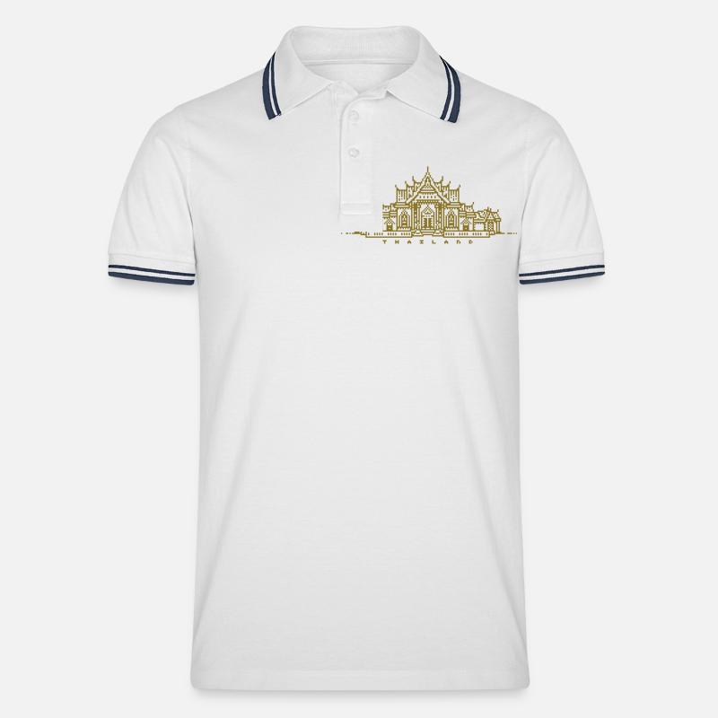 1bit pixel thailand - Männer Tipped Poloshirt - Weiß/Navy