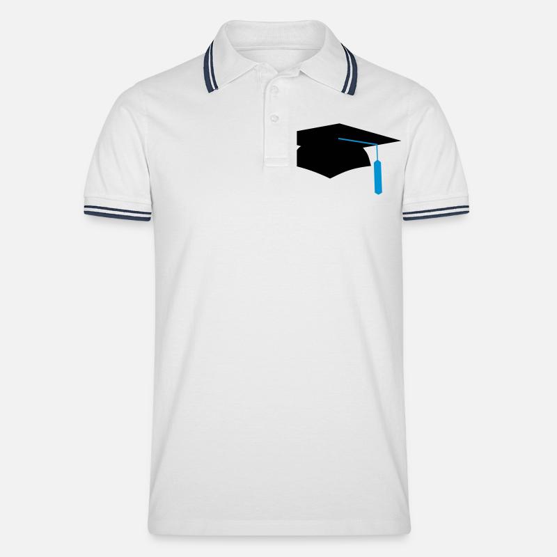 graduation - Männer Tipped Poloshirt - Weiß/Navy