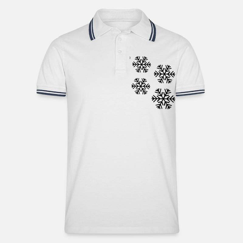 schneeflocken schnee - Männer Tipped Poloshirt - Weiß/Navy