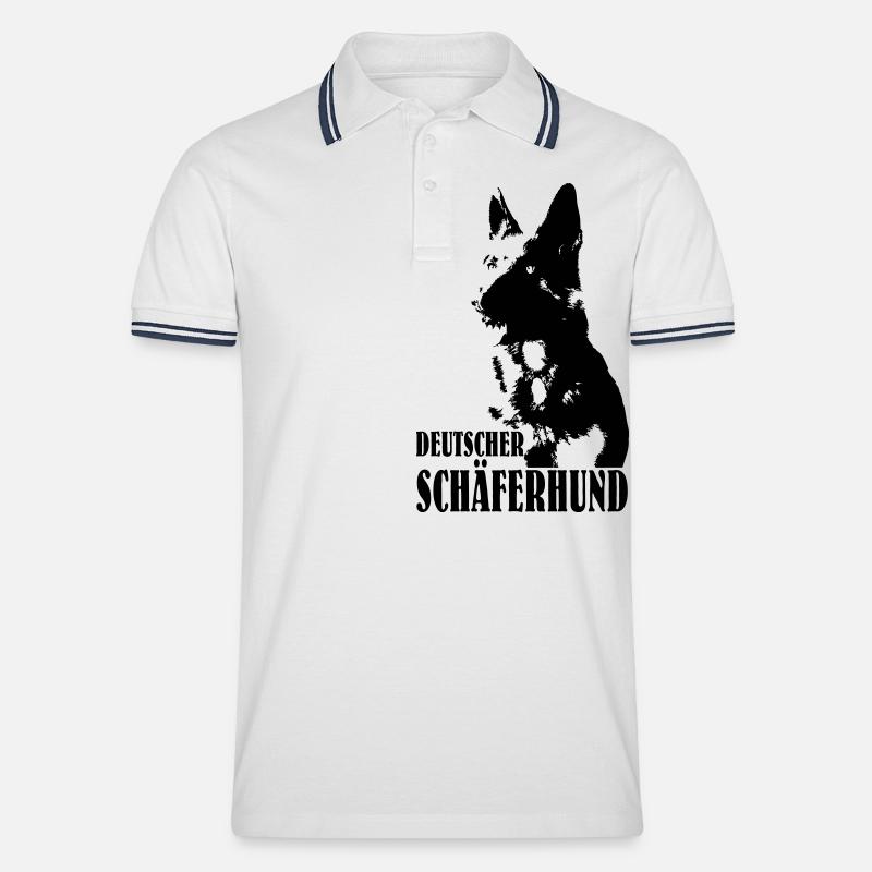 Deutscher Schäferhund - Männer Tipped Poloshirt - Weiß/Navy